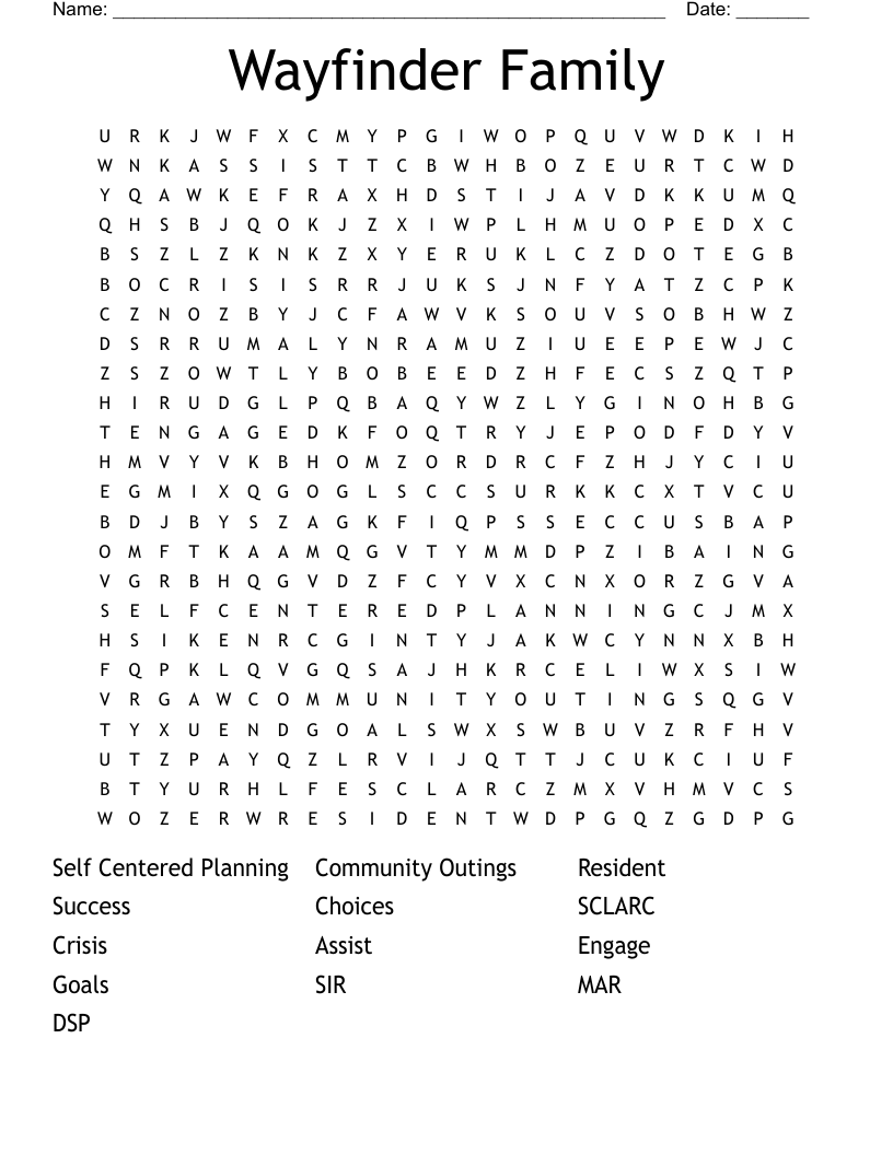 Wayfinder Family Word Search