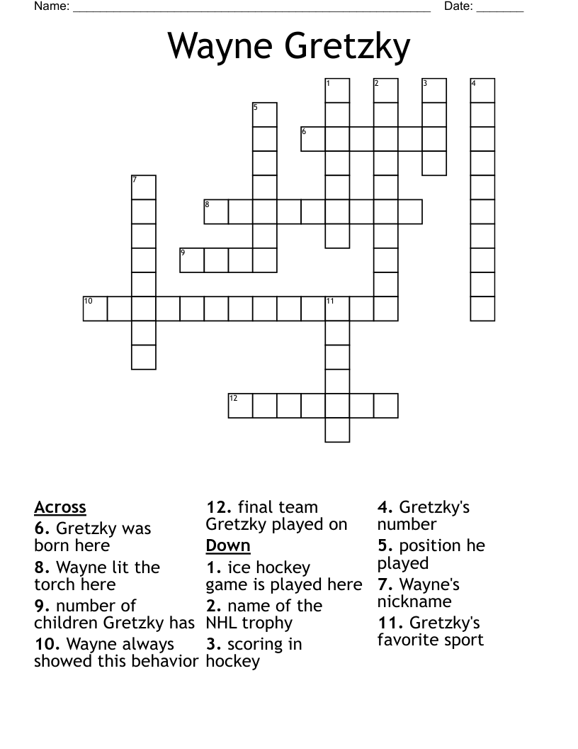 Wayne Gretzky Crossword