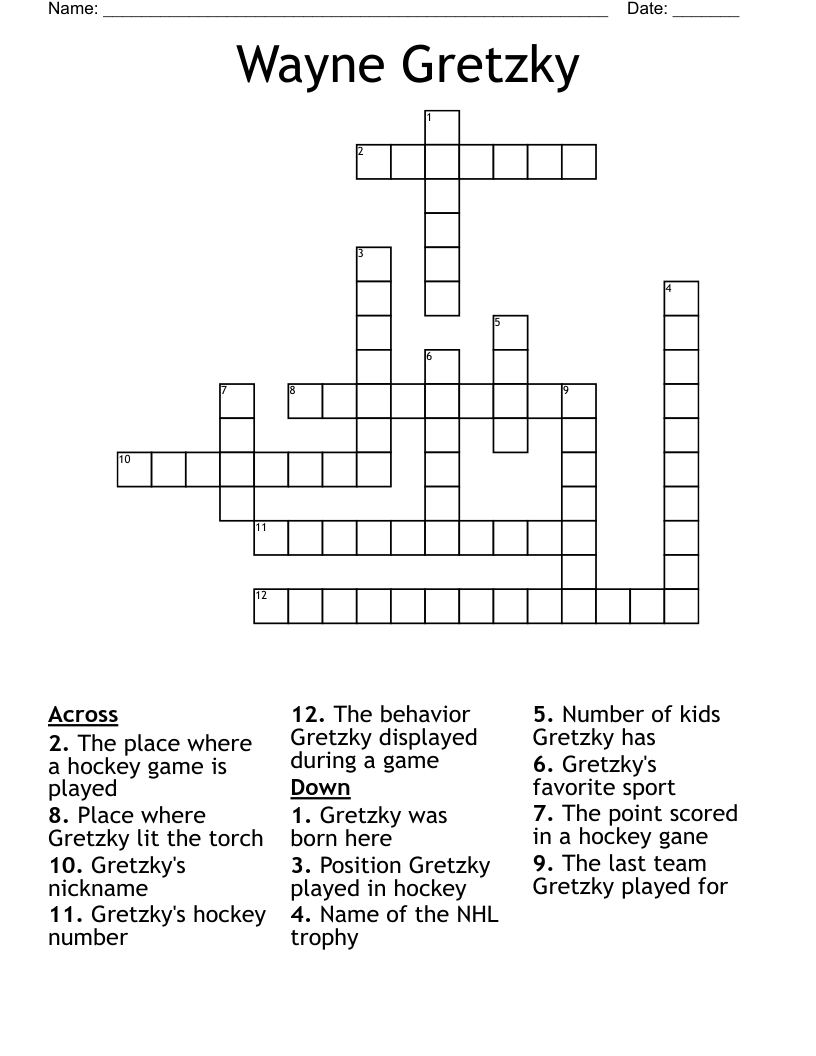 Wayne Gretzky Crossword