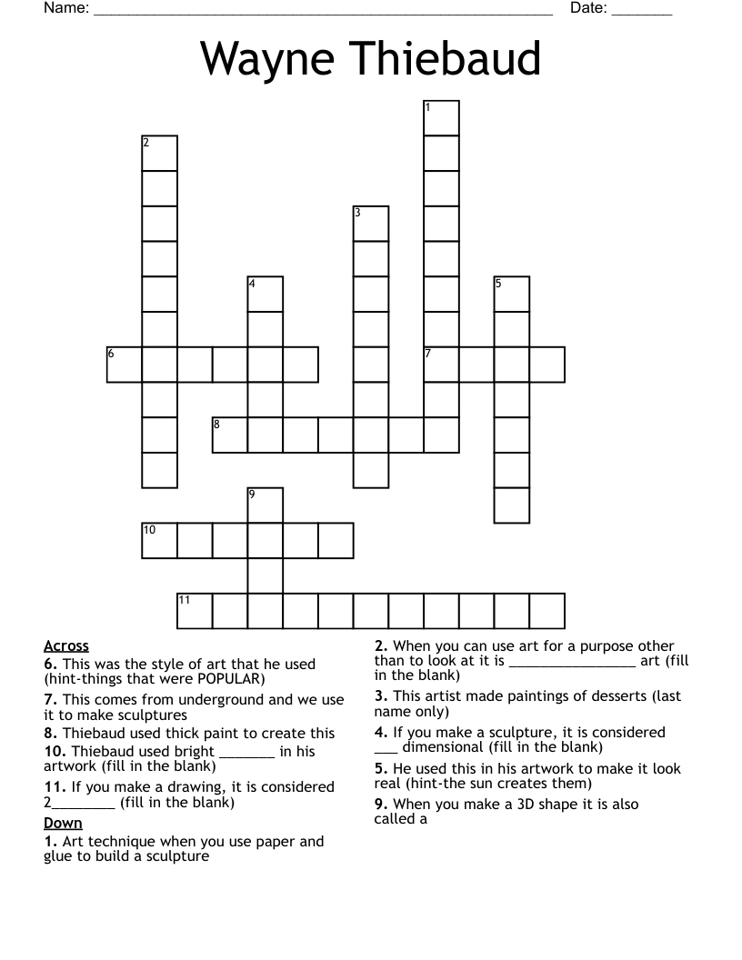 Wayne Thiebaud Crossword