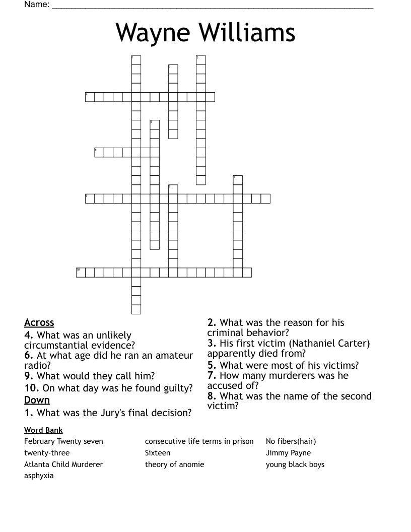 Wayne Williams  Crossword