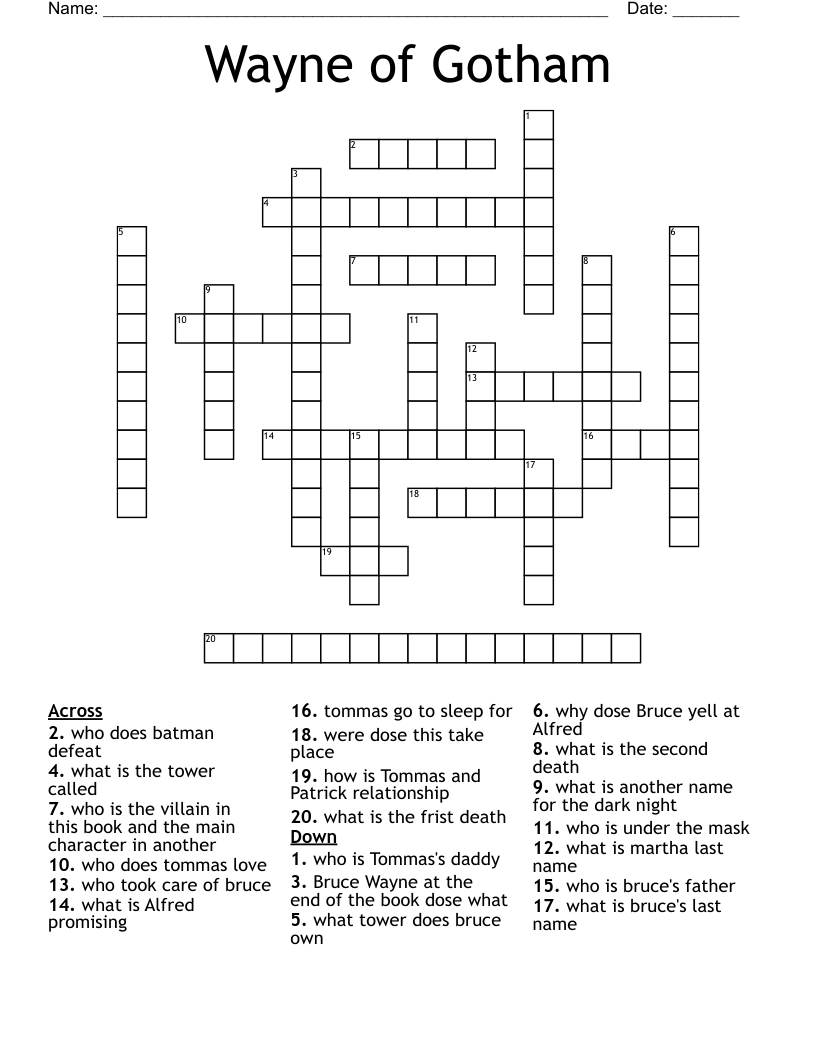 Wayne of Gotham Crossword