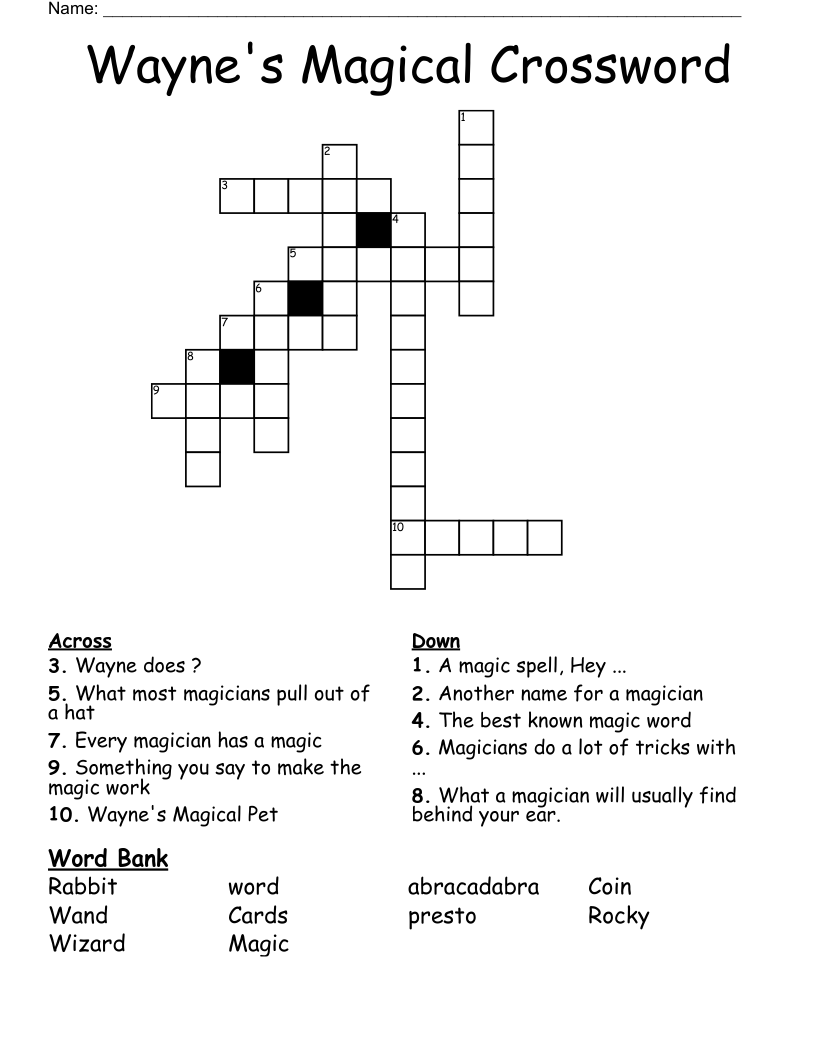 Wayne's Magical Crossword