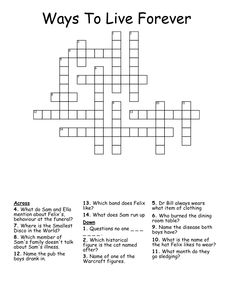 Ways To Live Forever Crossword