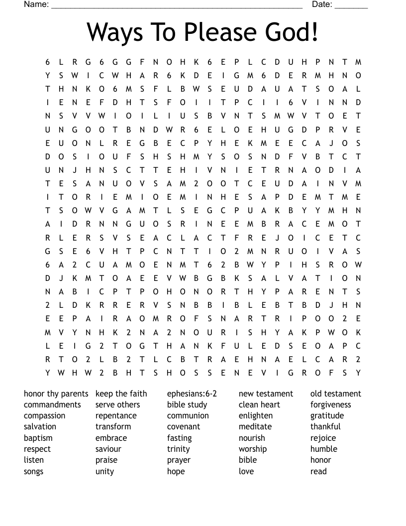 Ways To Please God! Word Search
