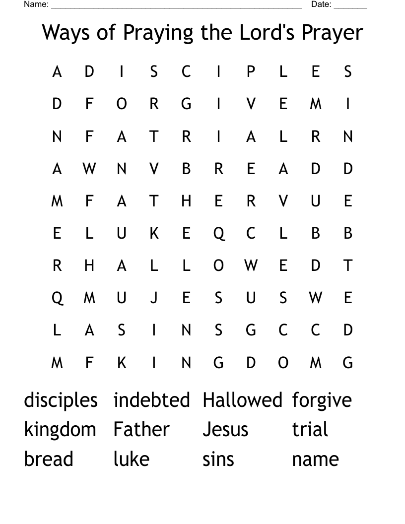 Ways of Praying the Lord's Prayer Word Search