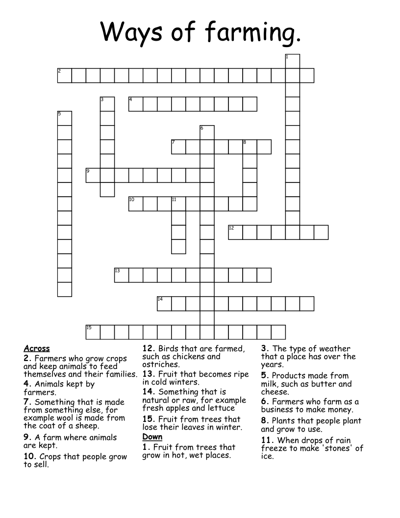 Ways of farming. Crossword