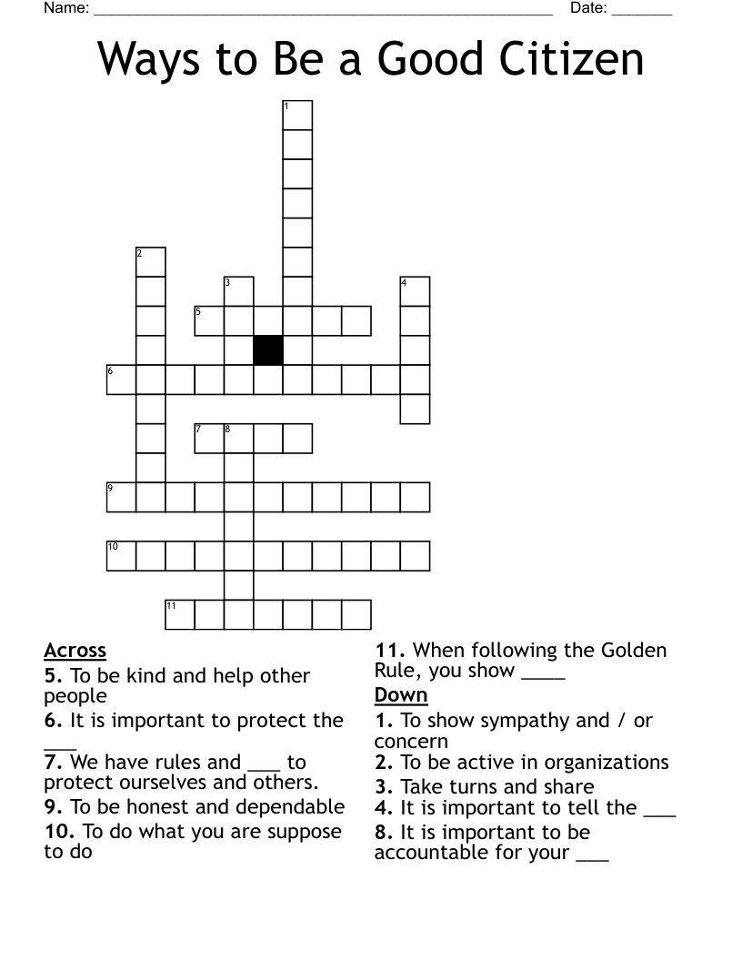Ways to Be a Good Citizen  Crossword