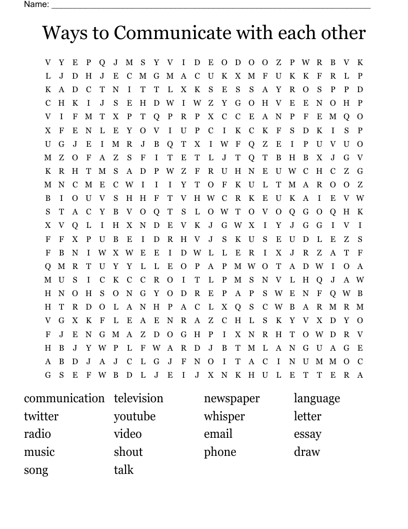 Ways to Communicate with each other Word Search