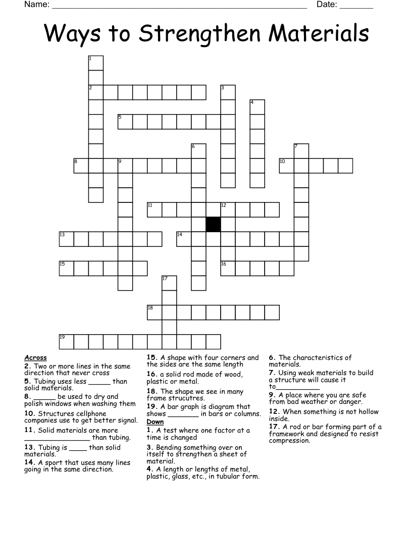 Ways to Strengthen Materials Crossword