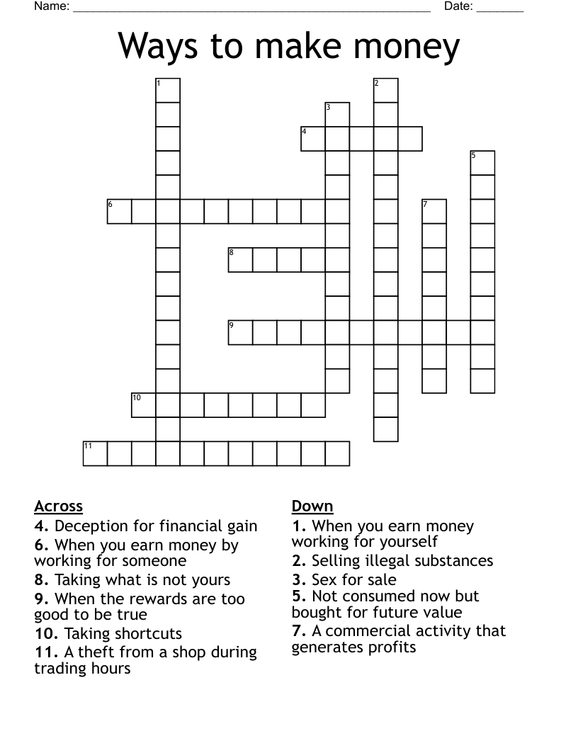Ways to make money Crossword