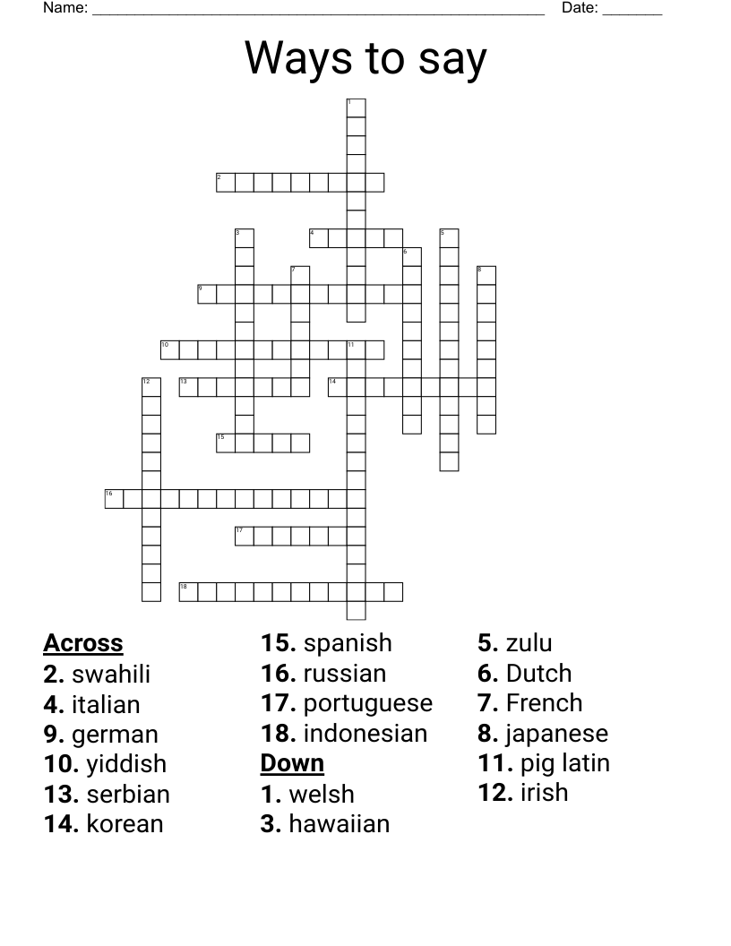 Ways to say Crossword