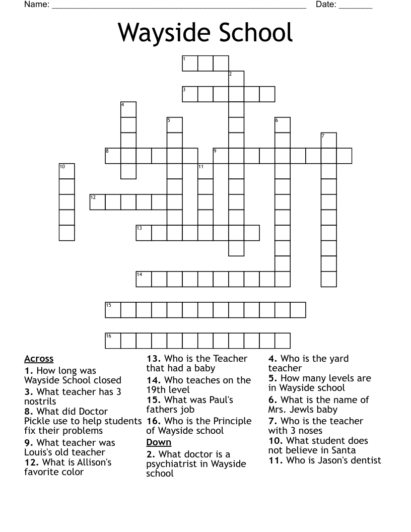 Wayside School Crossword