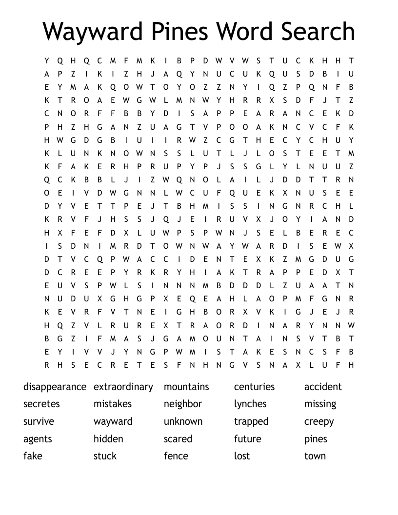 Wayward Pines Word Search