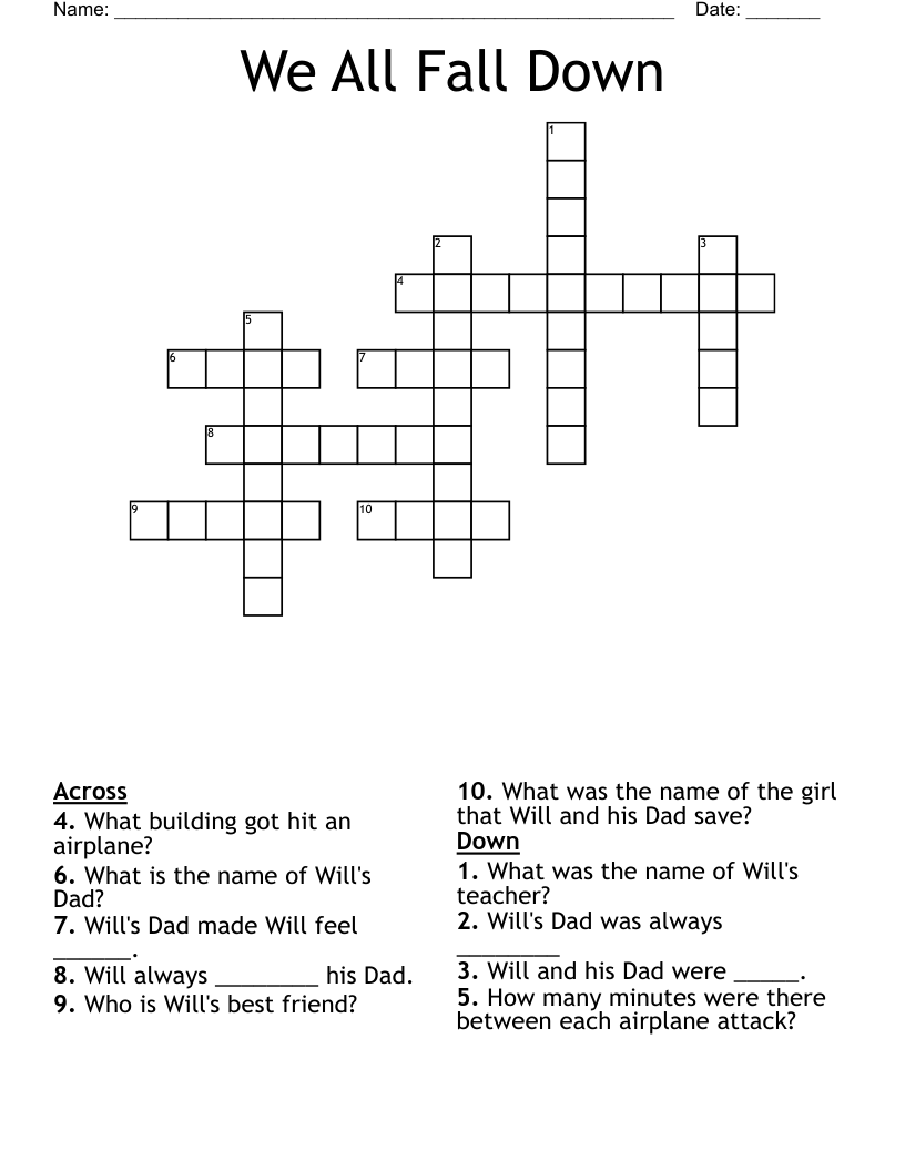 We All Fall Down Crossword