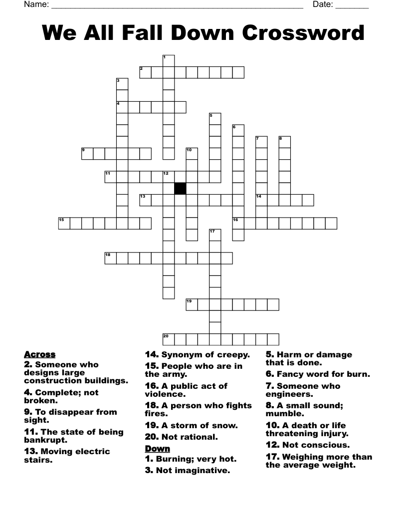 We All Fall Down Crossword