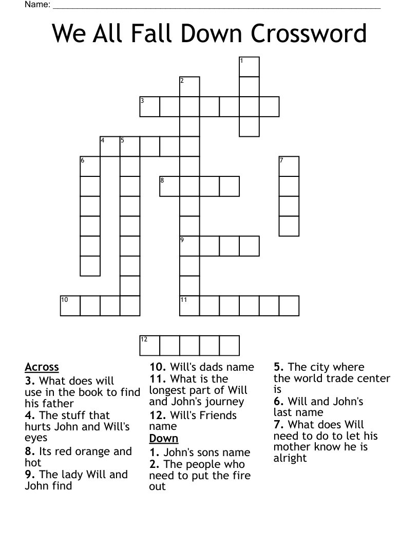 We All Fall Down Crossword  
