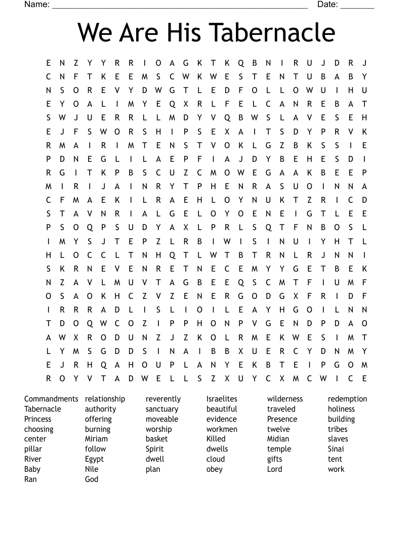 We Are His Tabernacle Word Search