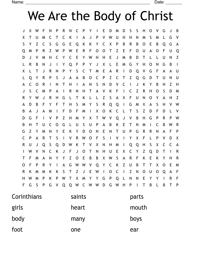 We Are the Body of Christ Word Search