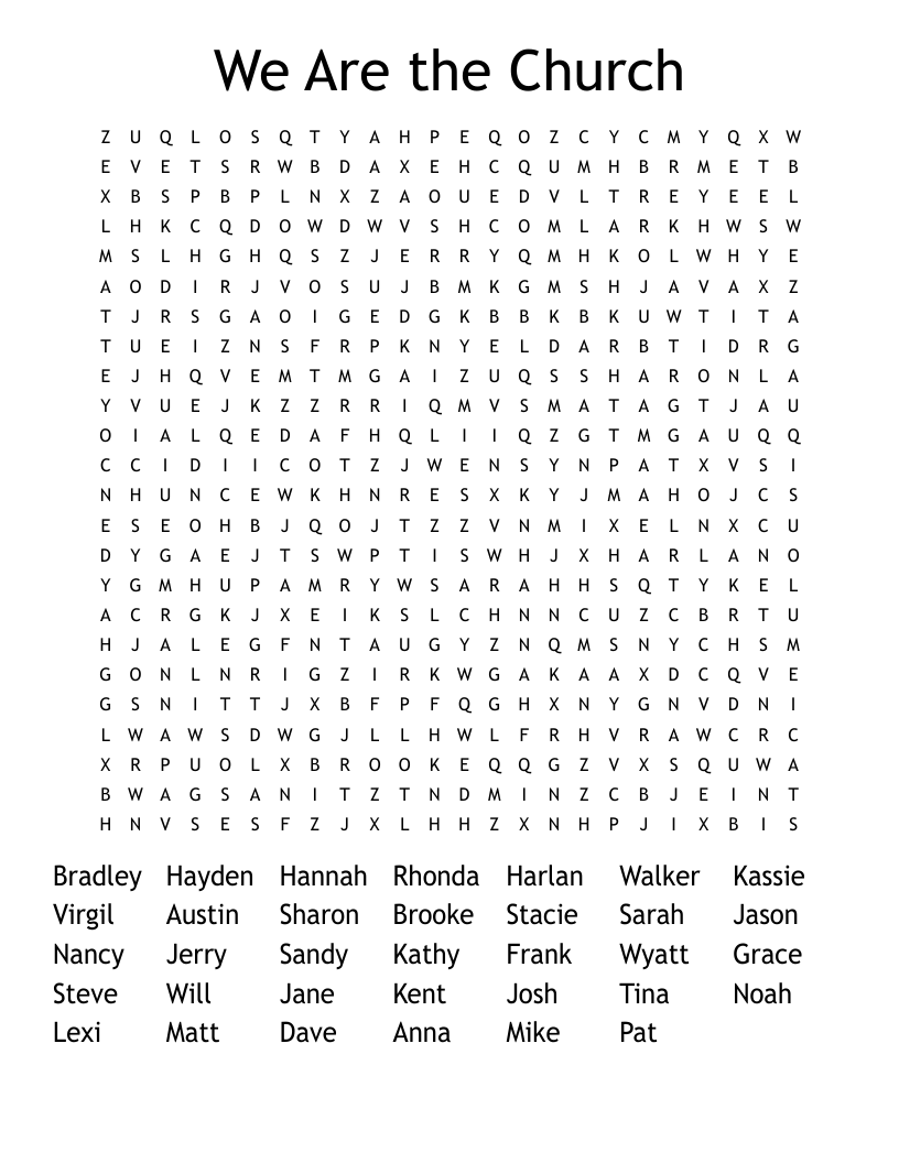 We Are the Church Word Search