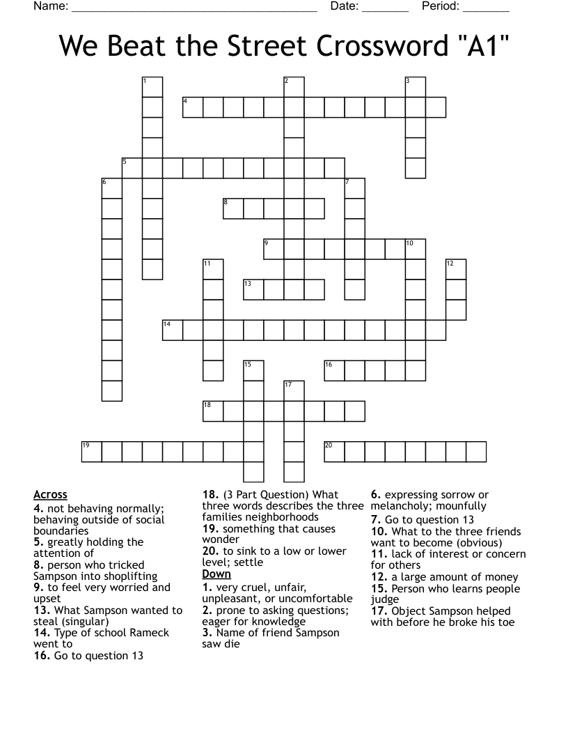We Beat the Street Crossword "A1"