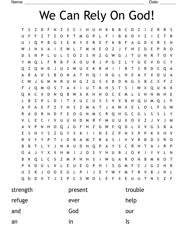 We Can Rely On God! Word Search