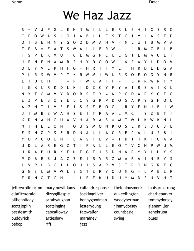 We Haz Jazz Word Search