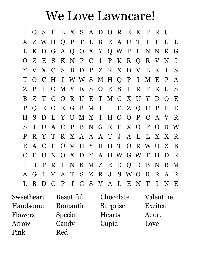 We Love Lawncare! Word Search