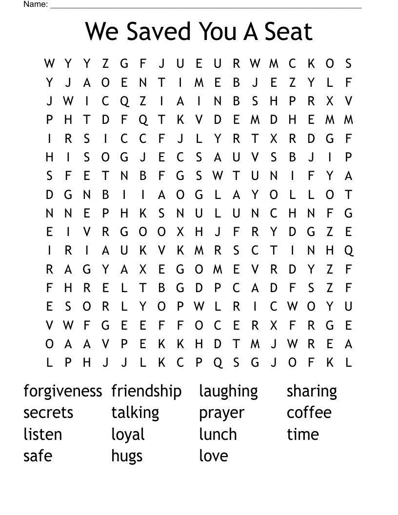 We Saved You A Seat Word Search