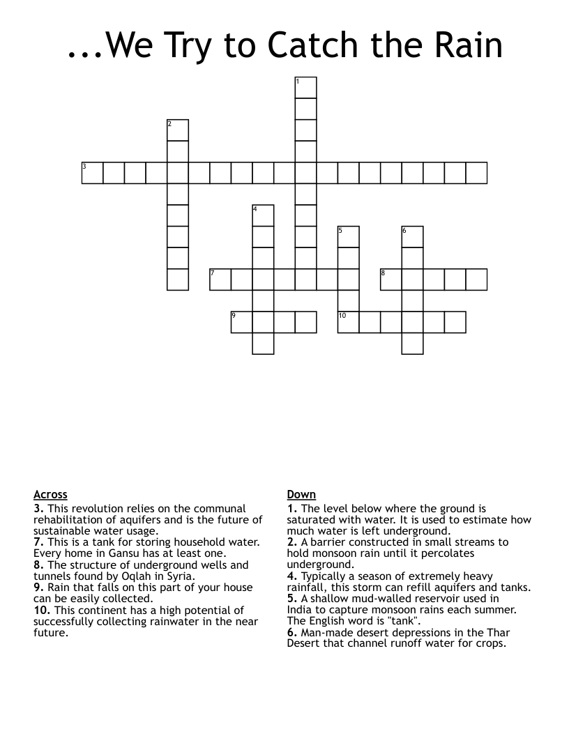 ...We Try to Catch the Rain Crossword