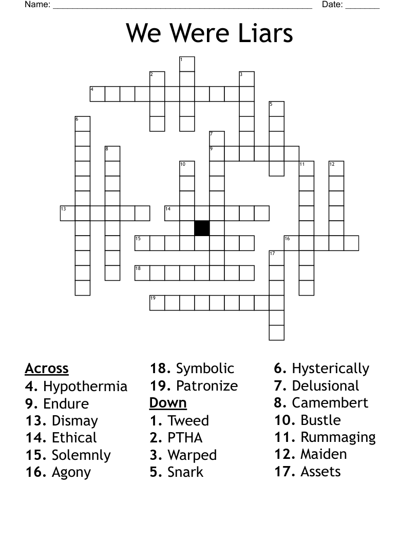 We Were Liars Crossword