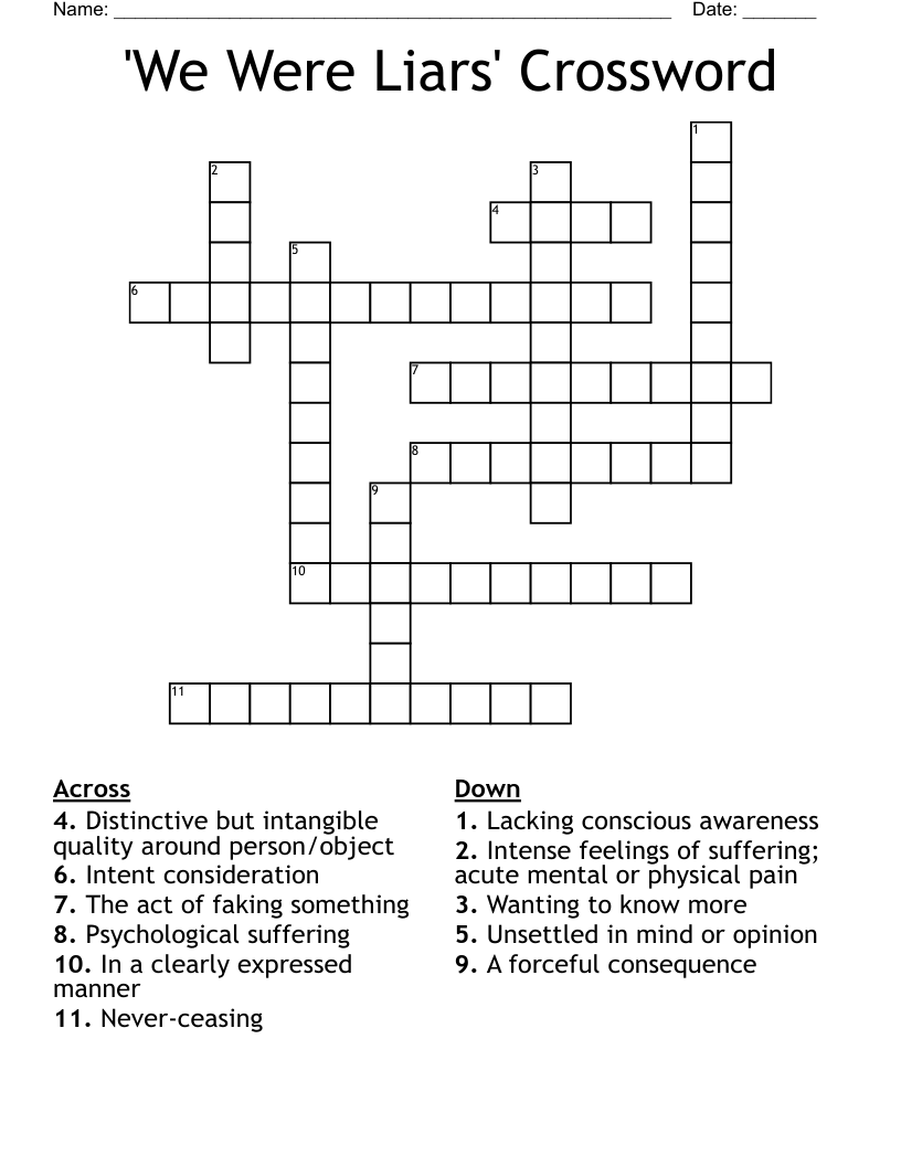 'We Were Liars' Crossword