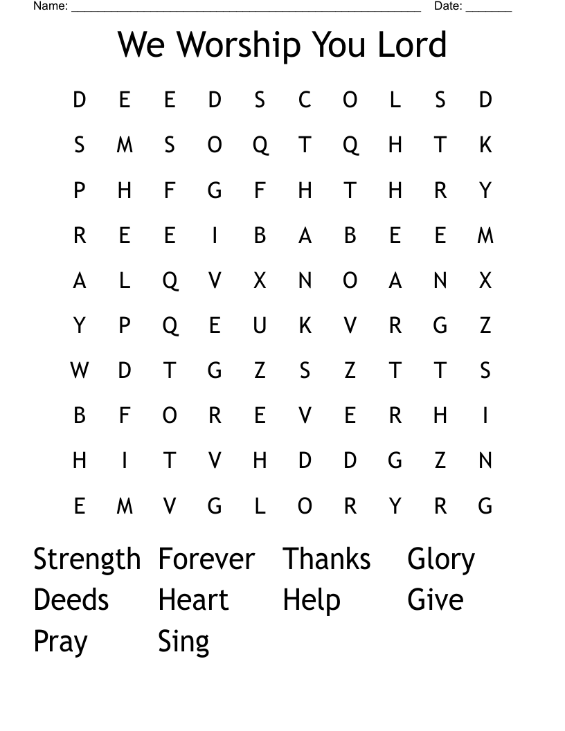 We Worship You Lord Word Search