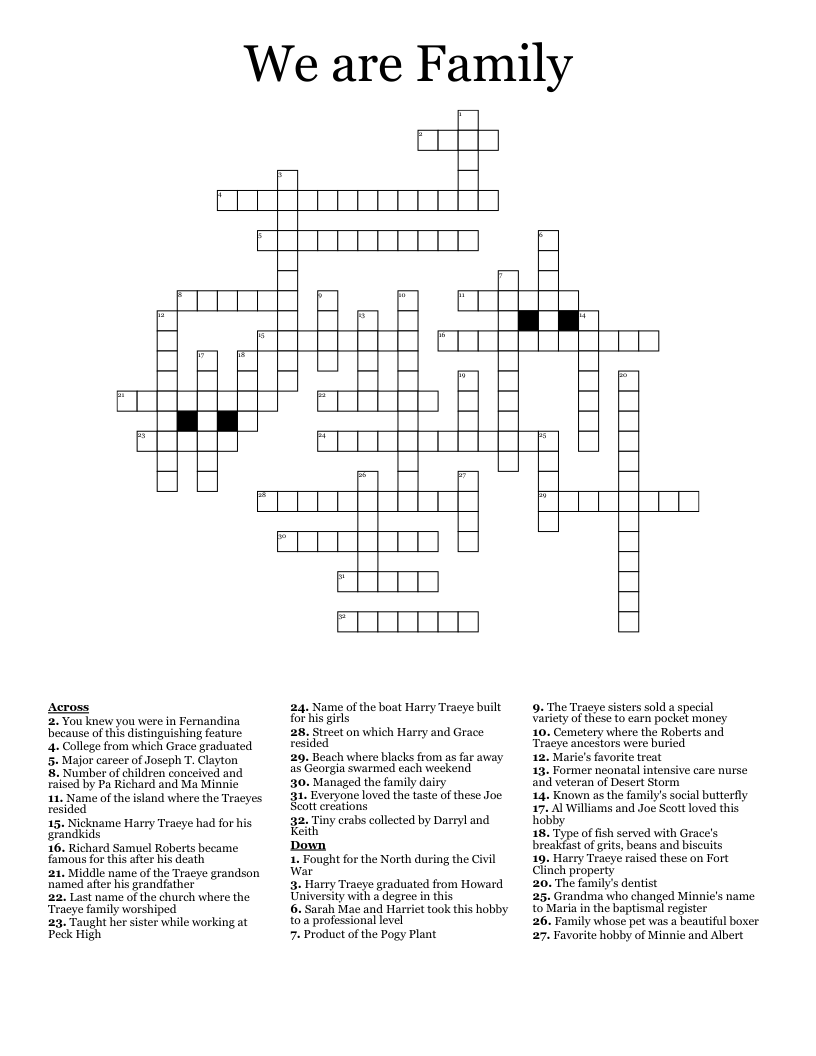 We are Family Crossword