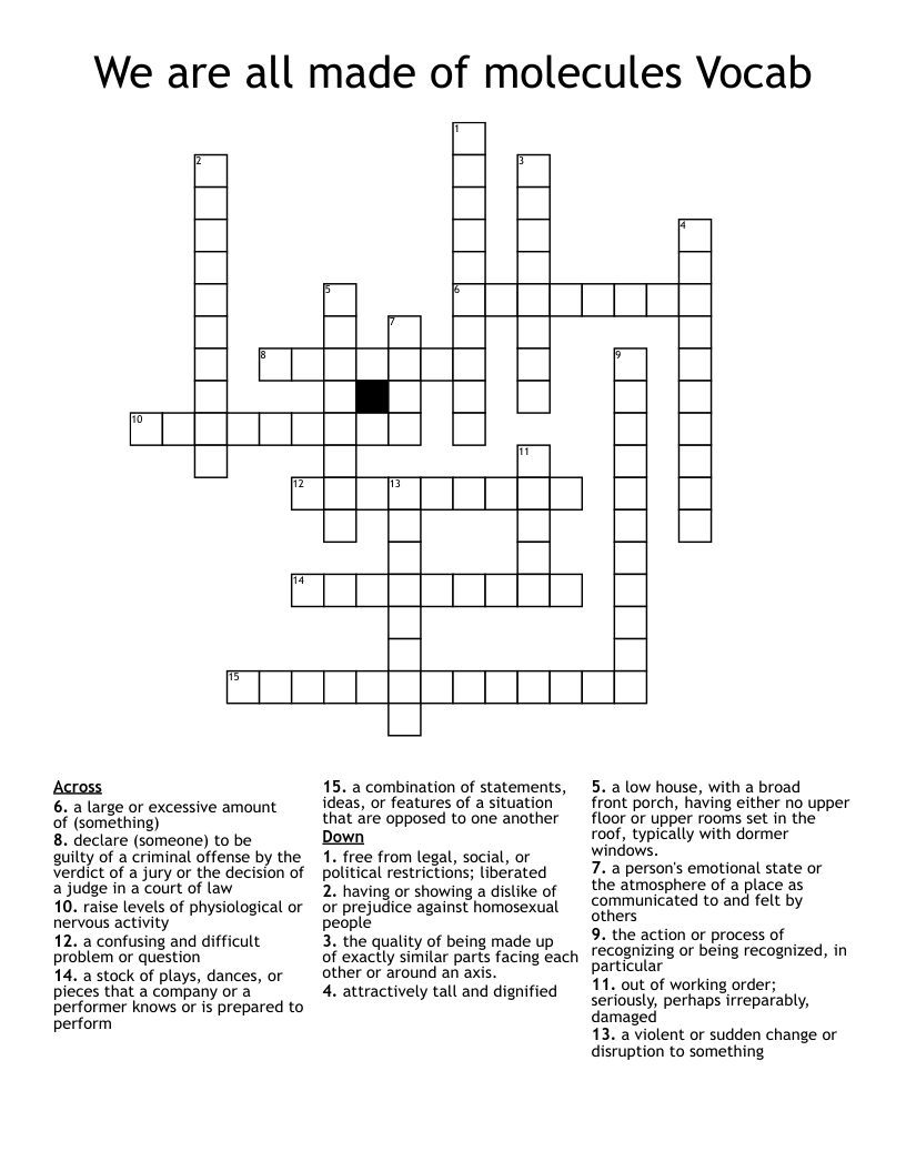 We are all made of molecules Vocab Crossword