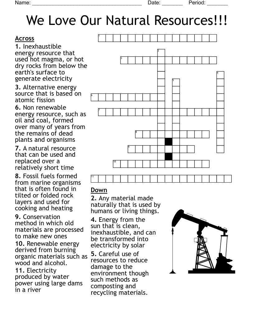 We Love Our Natural Resources!!! Crossword