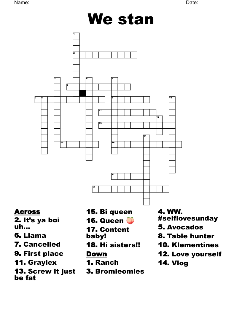 We stan Crossword