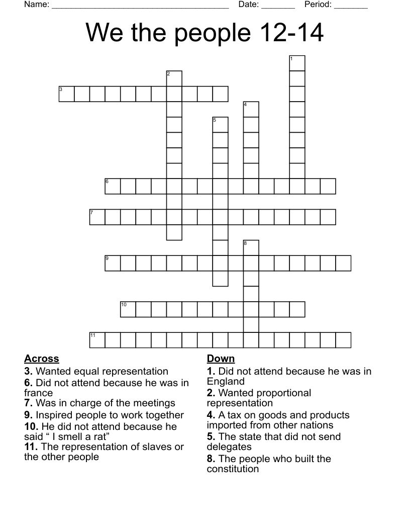 We the people 12-14 Crossword