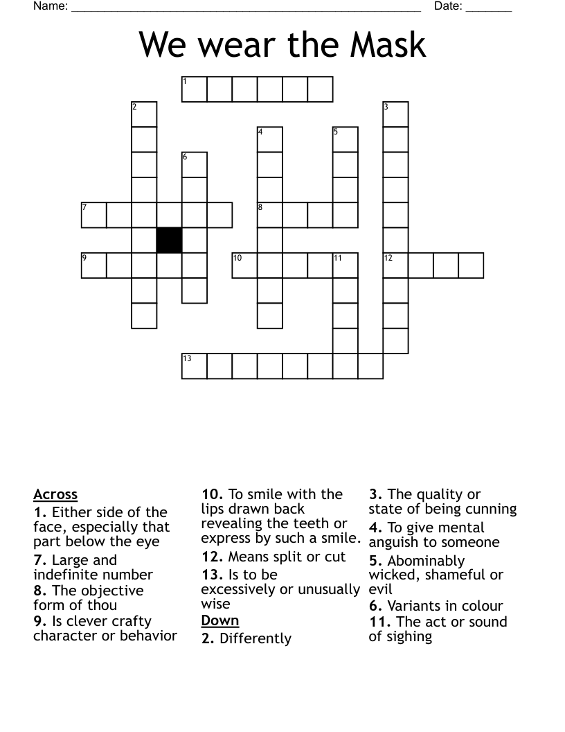 We wear the Mask Crossword