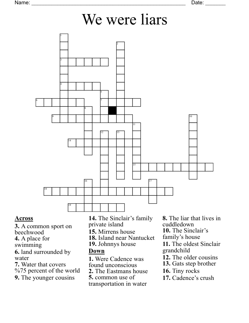 We were liars Crossword