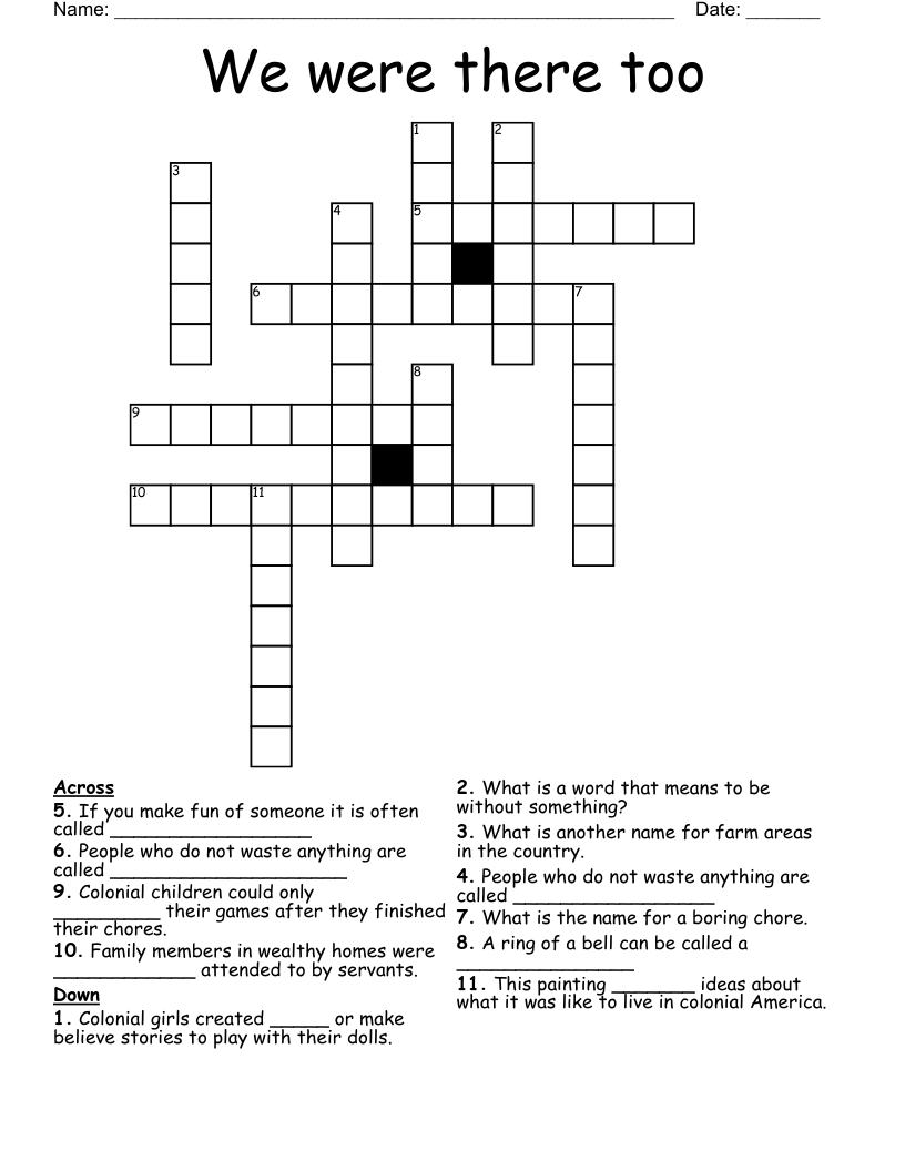 We were there too Crossword