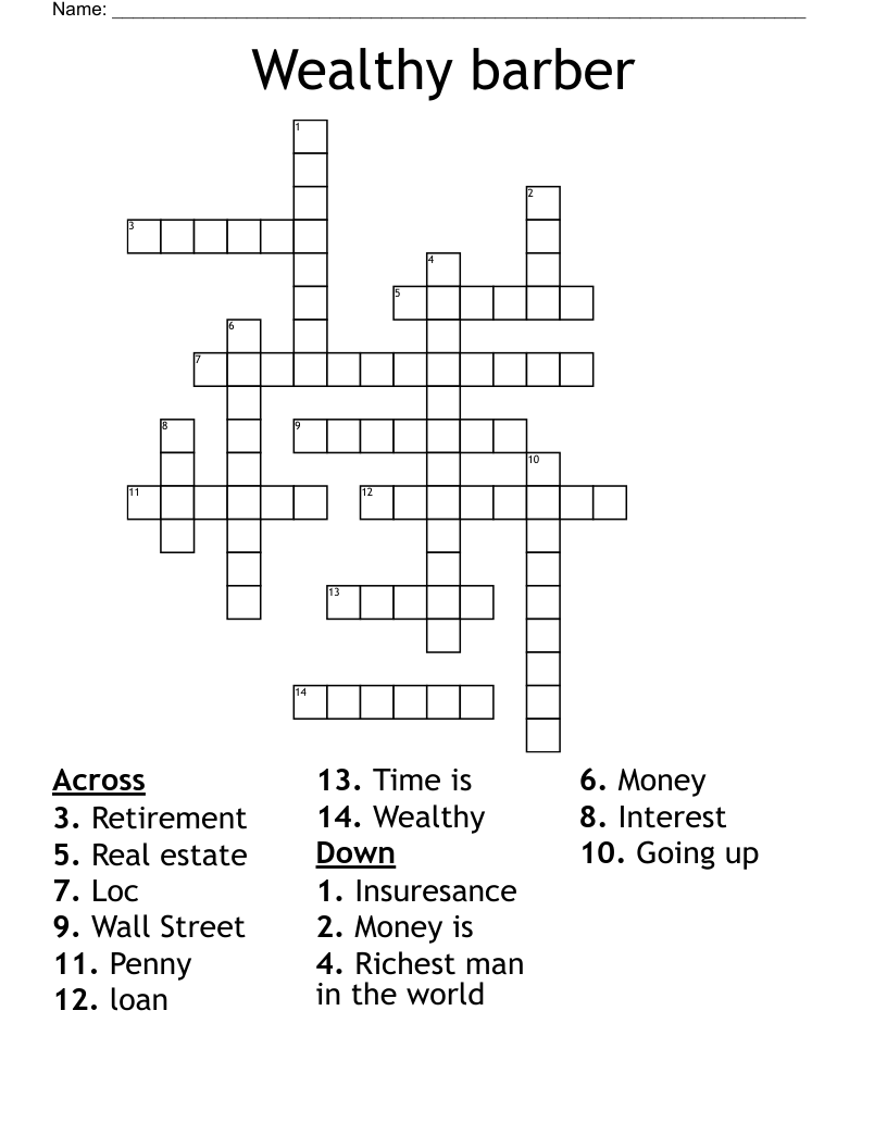 Wealthy barber Crossword