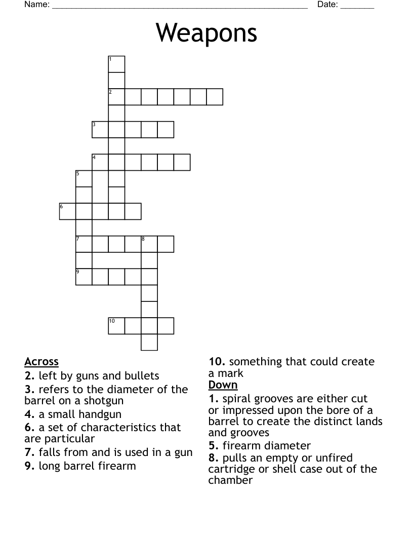 Weapons Crossword