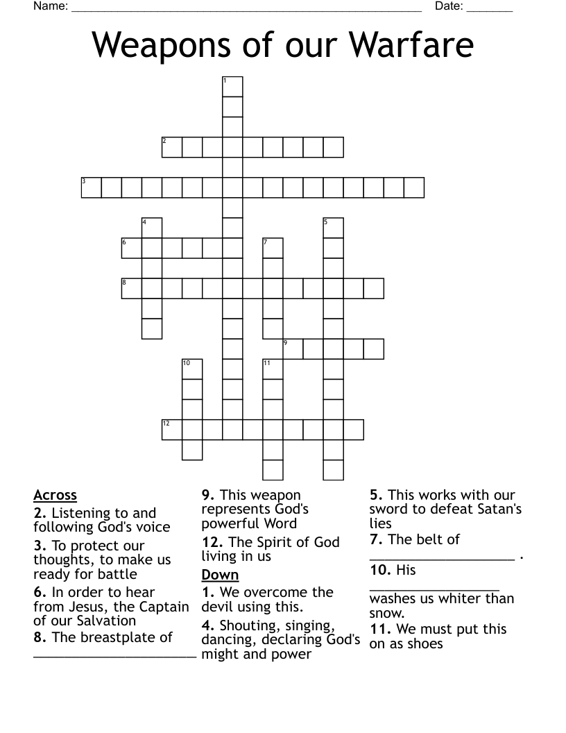 Weapons of our Warfare Crossword