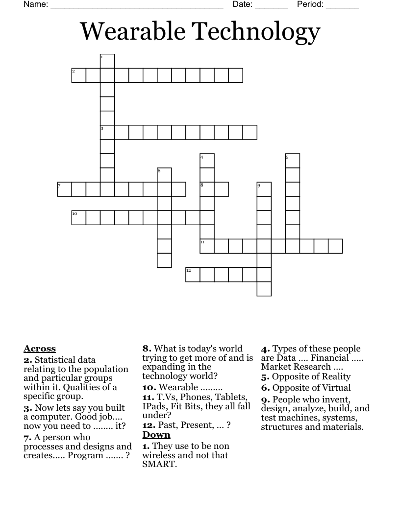 Wearable Technology Crossword