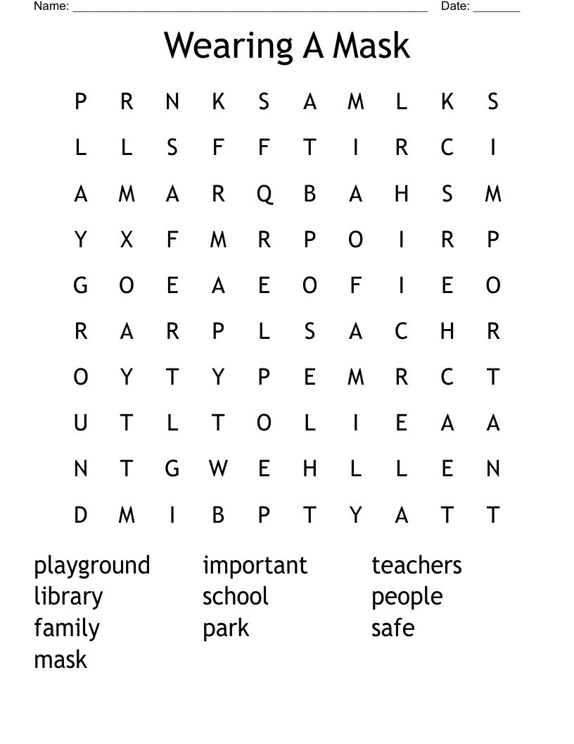 Wearing A Mask Word Search
