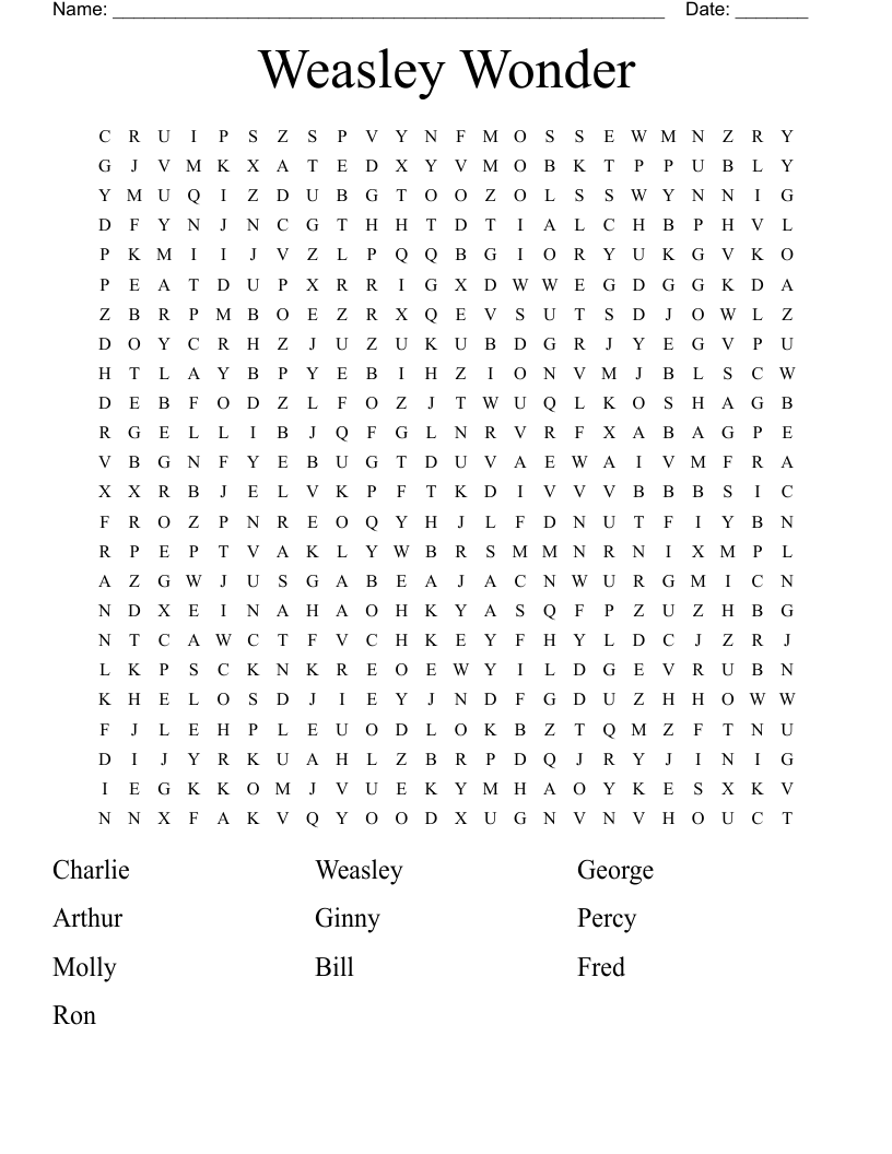 Weasley Wonder  Word Search
