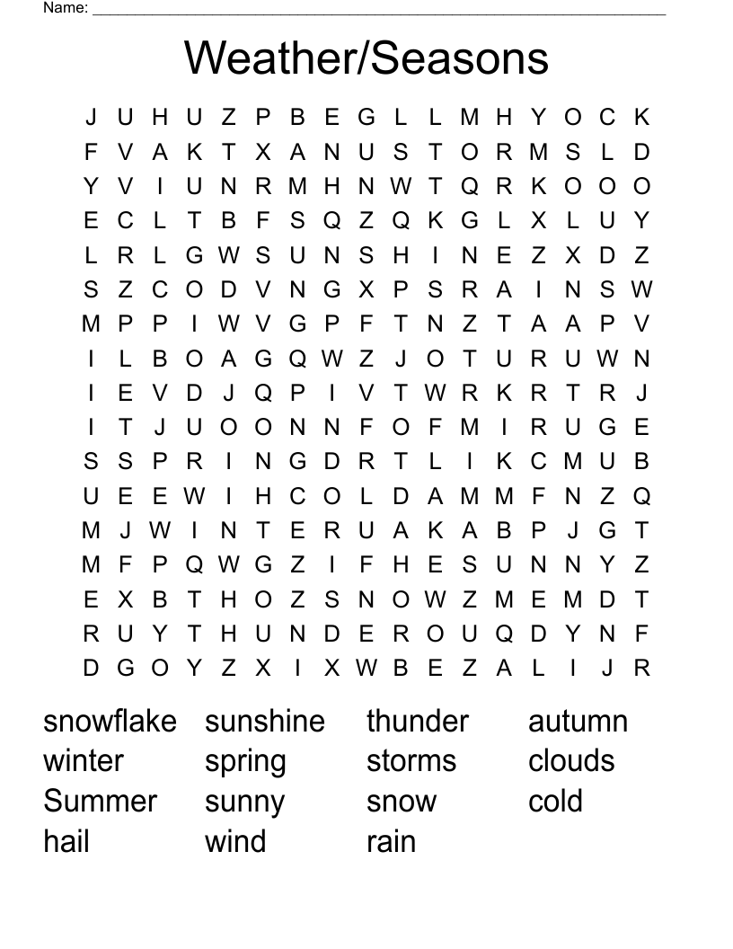 Weather/Seasons Word Search