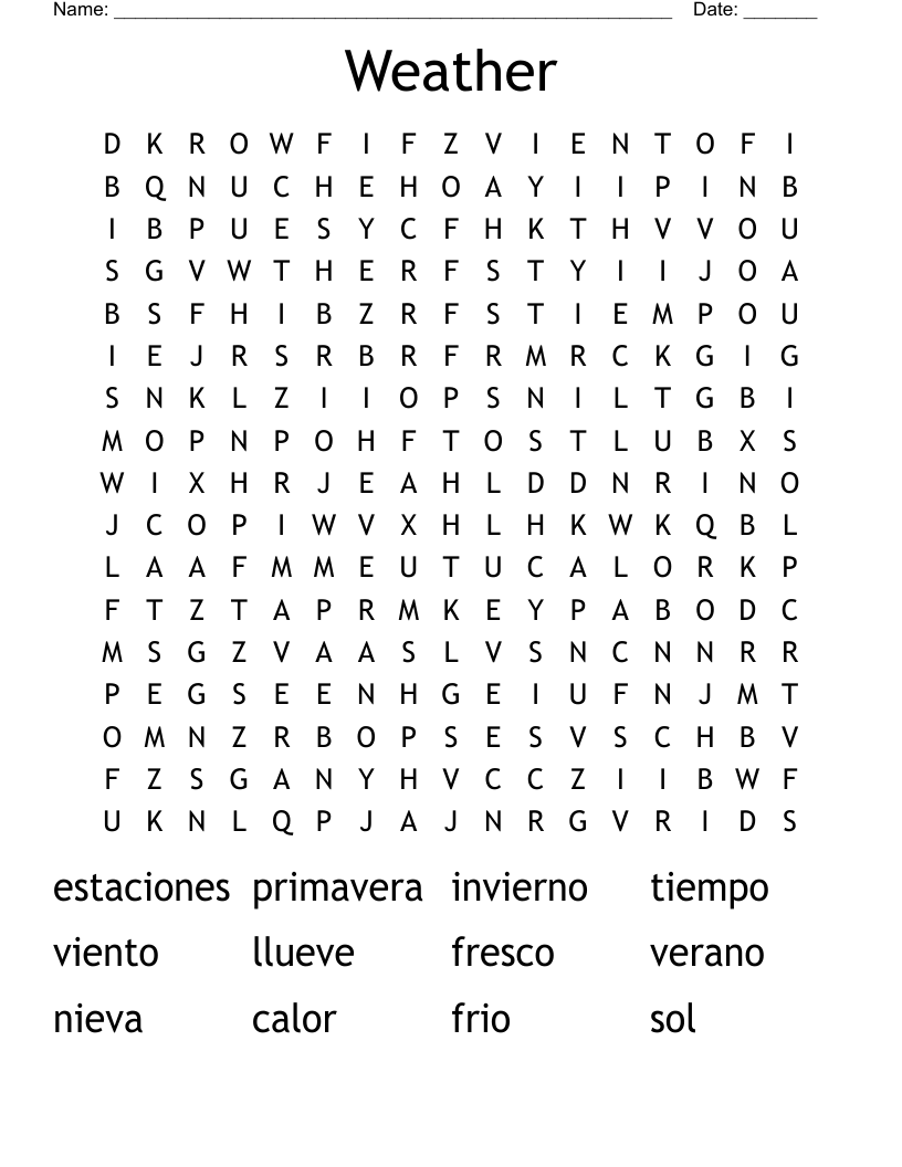Weather Word Search