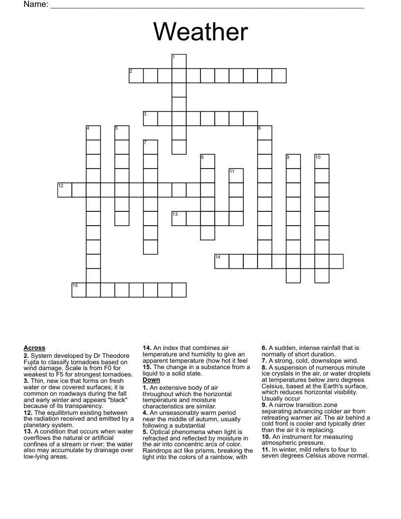 Weather Crossword